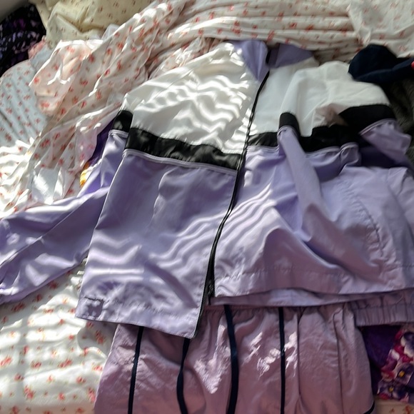 Step into the 90s in a lavender haze with this lavender vintage stripe raincoat - Picture 3 of 4